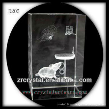 K9 3D Laser Chinese Zodiac Rata grabado bloque de cristal